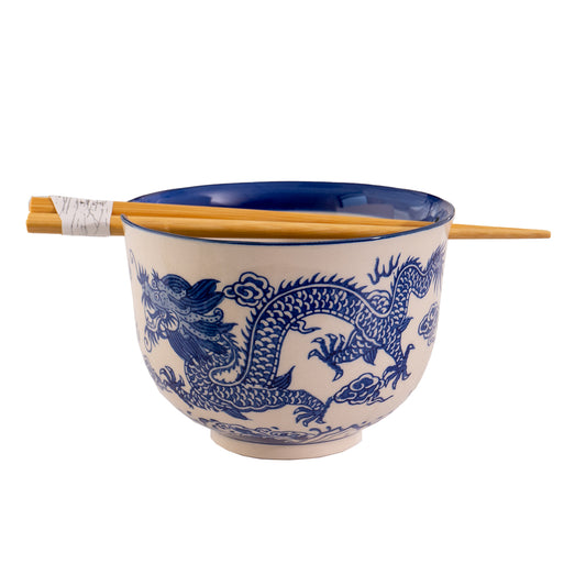 Oriental Ryu Design 18oz 5.25"D Bowl With Chopsticks Set