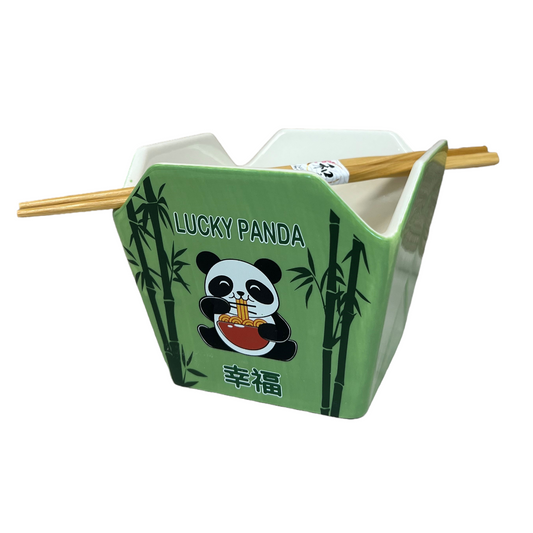 16oz 5"W x 4"H Takeout Box Serving Bowl With Chopsticks Panda (1/24)